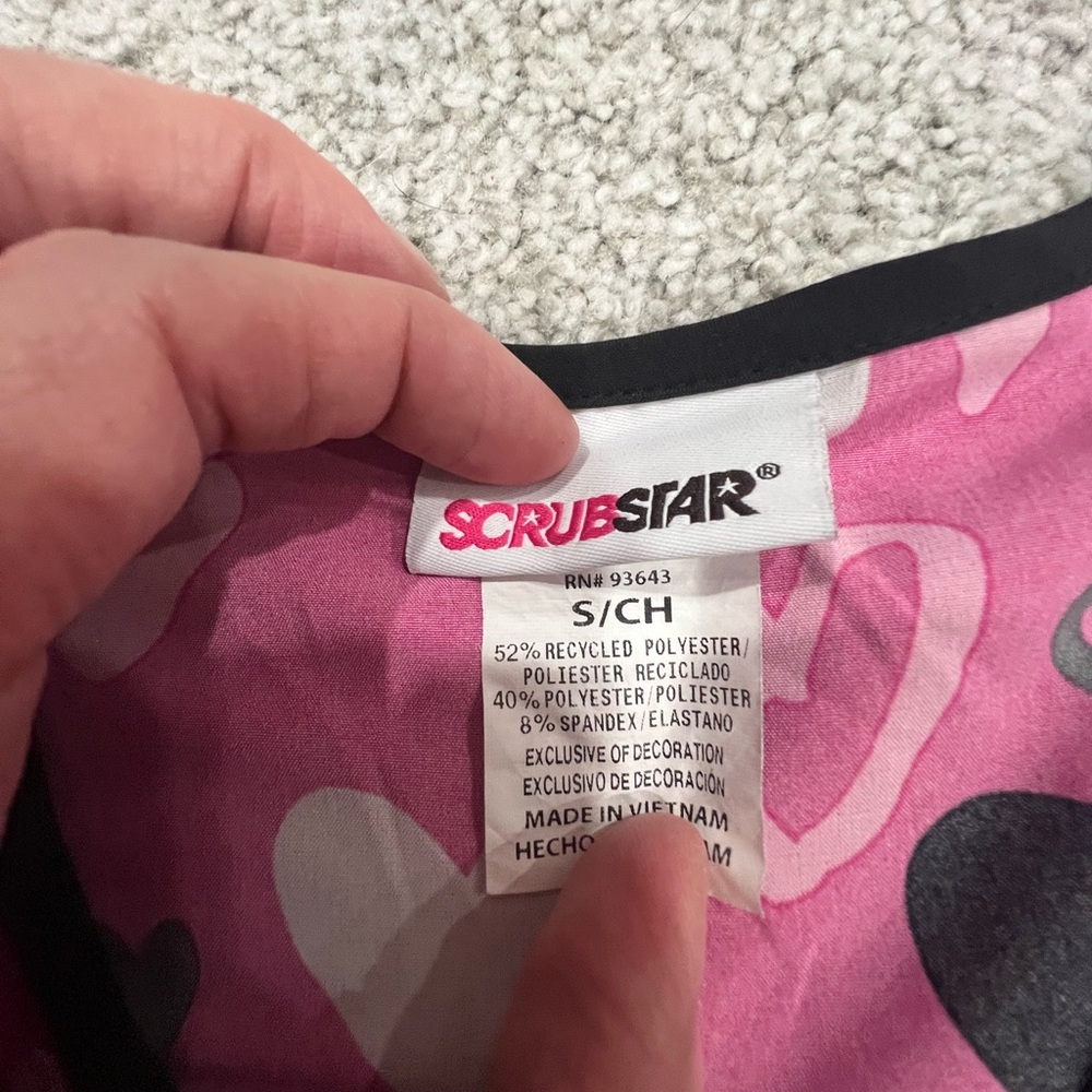 Scrubstar Pink and Black Heart Scrub Top - Picture 2 of 2